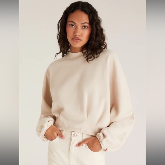 Z Supply Tops Z Supply Mariana Pleated Sweatshirt Ecru New Nwt Sml